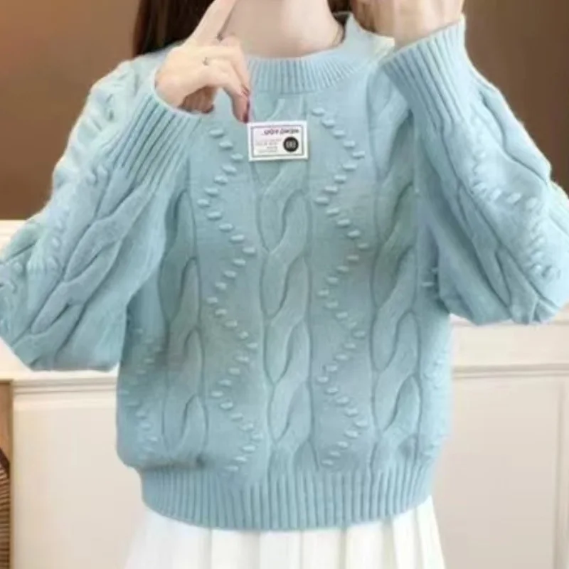 

Женский свитер с круглым вырезом в Европе и США, осень-зима 2025, новый трикотаж, пальто, пуловер с ленивым ветром, модная куртка, женский топ