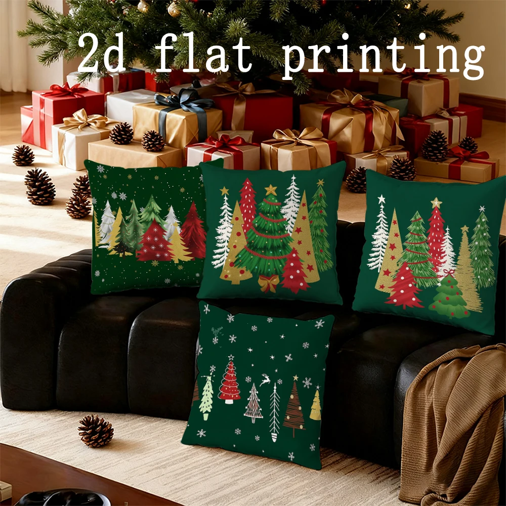 

Home Decor Christmas Trees Pillow Covers Suitable For Sofa Bedroom Car Pillow Cover Cushion Rectangular Back Cushion