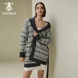 Cardigan in lana di seta LILYSILK per donna 2023 Christmas Limited Edition Tie-waist in Fair Isle Design Outwear Holiday wearspedizione gratuita