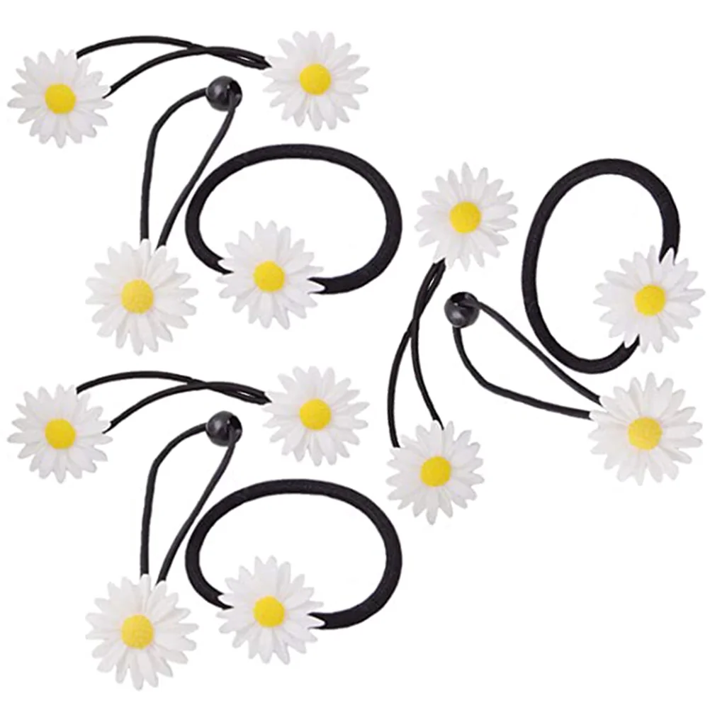 

9pcs Daisy Flower Ties Elastic Ponytail Holders For Women Girls Accessories Medium Thick Fashionable Bands Rope Headbands