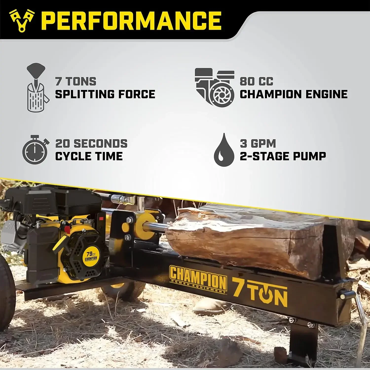 

[Hot Sale, Buy Now!]7-Ton Compact Horizontal Gas Log Splitter with Auto Return