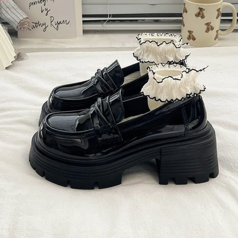 

Women's Casual Versatile Loafers Small Leather Shoes 2025 Spring Autumn Platform Thick Sole Chunky Heel British Style