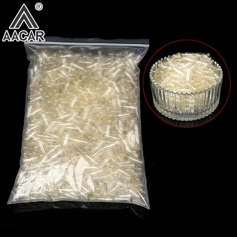 100PCS/Bag Standard Size 00#0#1# Empty Capsules Gelatin Clear Capsules Hollow Hard Gelatin Transparent Seperated Joined Capsules