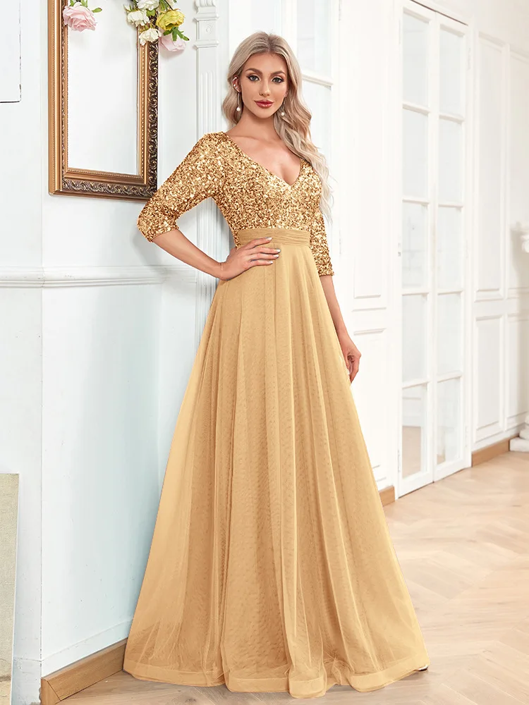 Robe de Gala Longue pour Femme, Tenue de Soirée, de Bal, de Luxe, pour Invités de Mariage, 2023