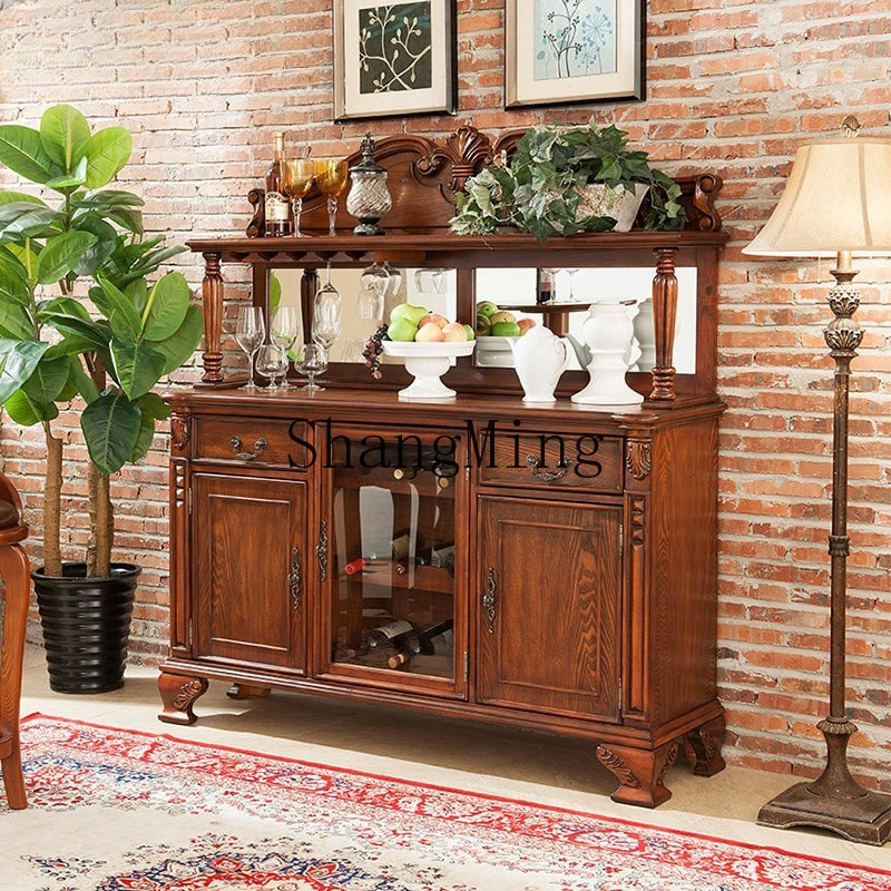 

ZYY solid wood dining side cabinet carved storage cabinet living room household storage tea cupboard