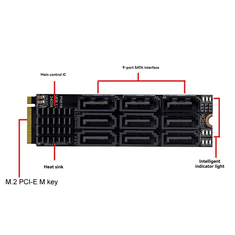 A13E-M.2 m chave nvme para 9 portas sata converter cartão m.2 nvme para sata 3.0 conversor pcie 3.0 x2 capacidade de disco rígido expansores de alta velocidade