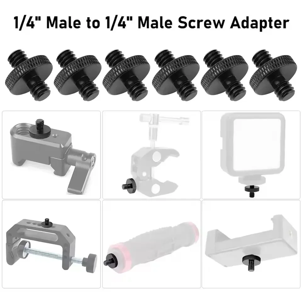1-8Pcs 1/4 Male to 1/4 Male Threaded Tripod Screw Adapter for DSLR Mic Stand Camera Cage & Shoulder Mount Alloy 1/4'' Screws