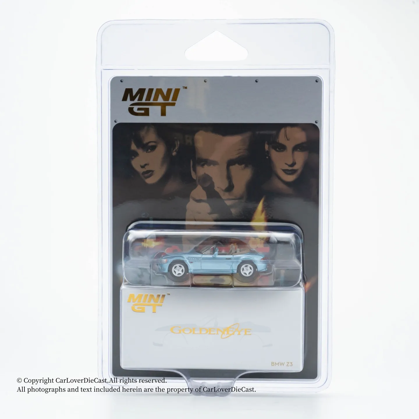 MINIGT 1:64 BMW Z3 GoldenEye (plastic molded card packaging) MGT00914-007 Car Alloy Toys Diecast Metal Model for Children