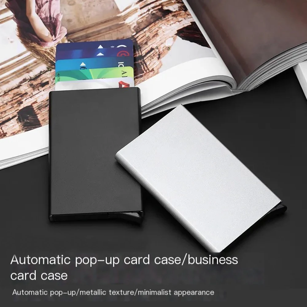 

Pop Up RFID ID Card Holder Quick Release Purse Aluminum Metal Protective Gear Storage Bag Stylish Wallet Business Card Holders