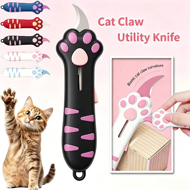 3/1Pack Cute Cat Paw Multifunctional Portable Courier Unboxing Knives Cat Claw Retractable Self-locking Rebound Art Knife Tool
