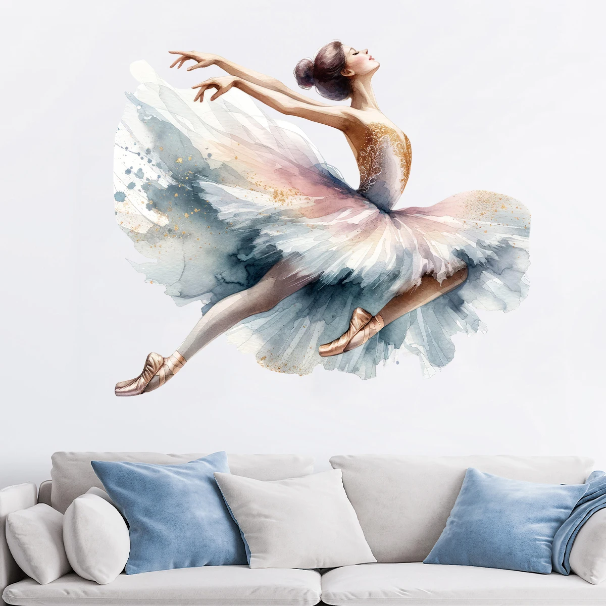 2pcs Watercolor Dancer Furniture Wall Stickers Kids Room Decor for Home Decoration Wall Decals Baby Bedroom Design Living Room