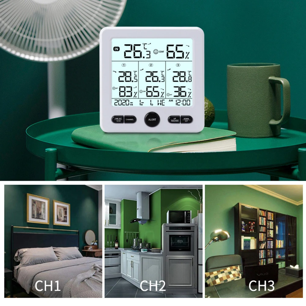 TS-6210 High-Precision Multifunctional Electronic LED Digital Thermometer and Hygrometer Wireless Indoor/Outdoor Limit Alarms view 3