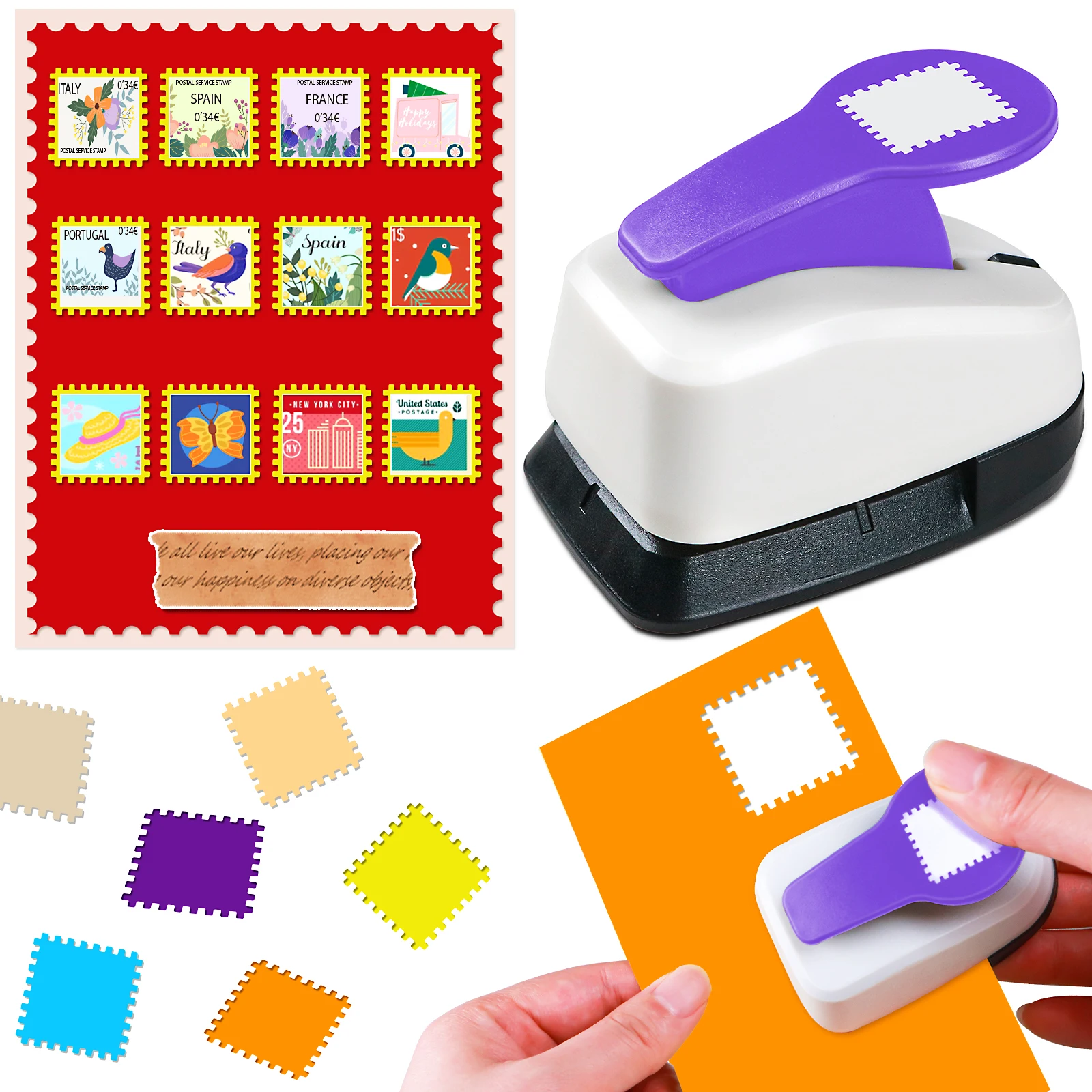 Postage Stamp Rectangular Paper cutter tool for craft Hole Punch ext large 25mm 38mm 48mm for craft scrapbook cardmaking Journal