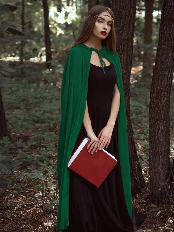 

Halloween Velvet Cape with Hood Medium Thick Role-playing Cosplay Wizard Lady's Robe Chinese Stage Costume Women's Fa...