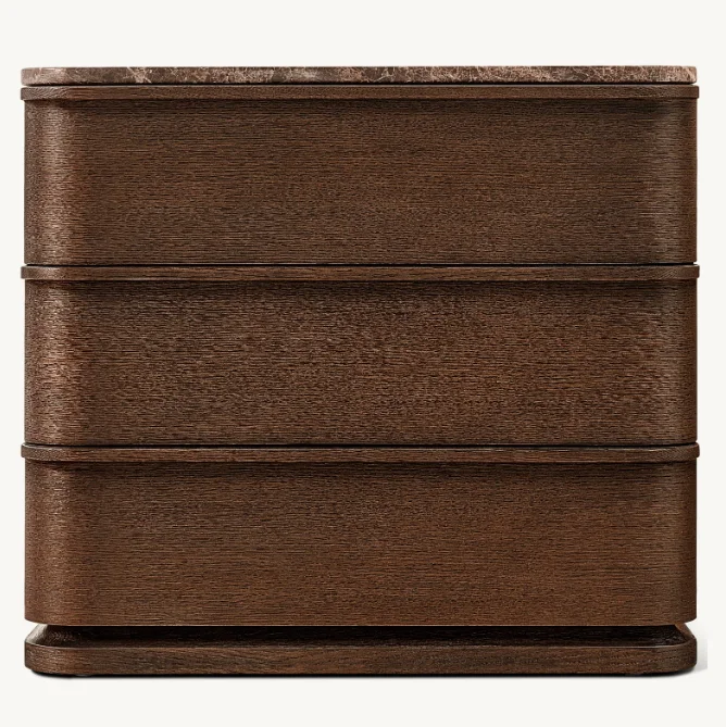 Luxury Marble Top Three Drawers Bedside Table Bedroom Furniture Solid Wood Closed Stone Top Nightstands