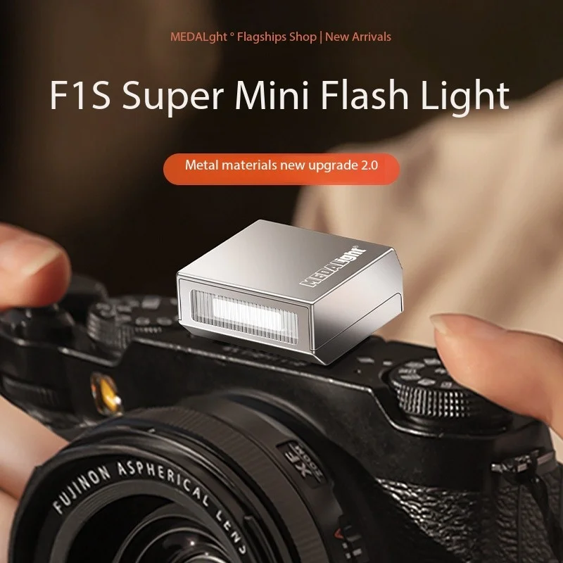 MEDALight F1/F1S Mini Flash per fotocamera Speedlite Supporto per slitta calda in lega di alluminio per Sony Canon Nikon Olympus Fotocamera per riprese all'aperto