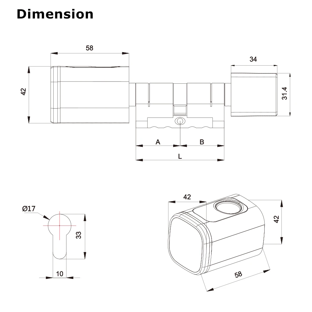 Cerradura de cilindro inteligente personalizada, 60 + 40, 30 + 60, con contraseña, sin llave, para Alexa, tuya, ttlock