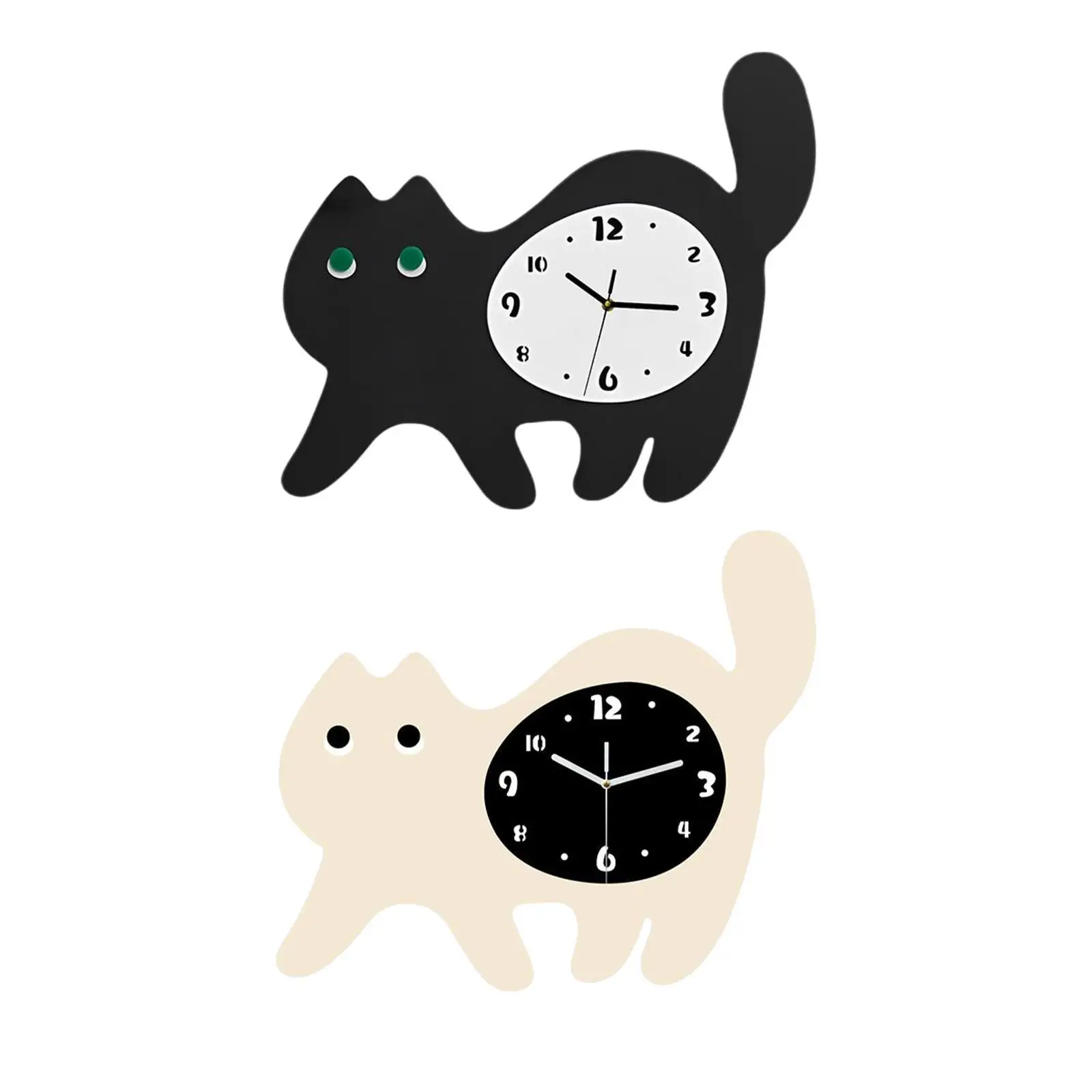 Cat Wall Clock Easy to Read Nonticking for Decoration Bedroom Living Room