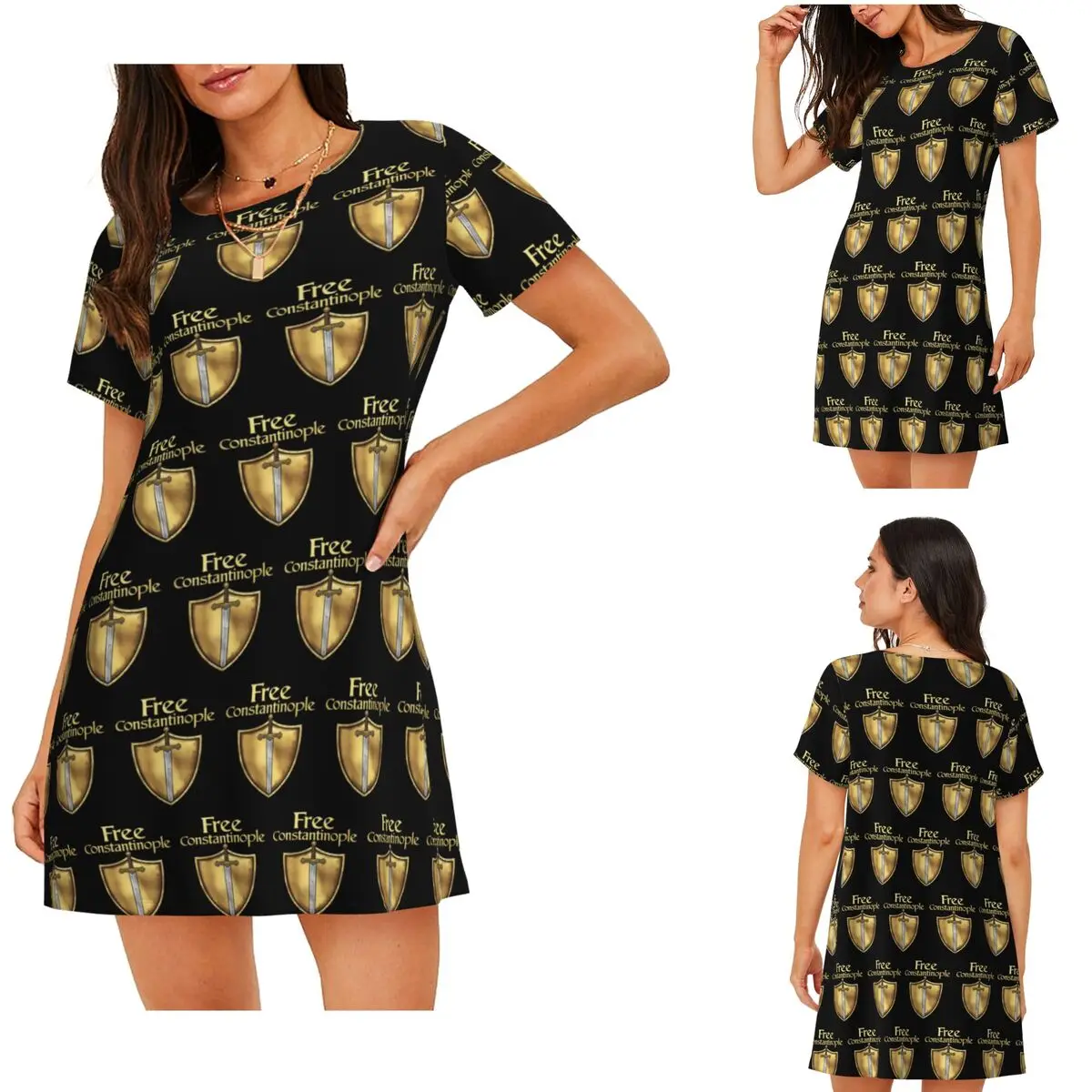 Free Constantinople Bold Historical Statement Short Sleeves Nightdress For Sleeping Women Short Sleeve Nightgowns Pajama Dress