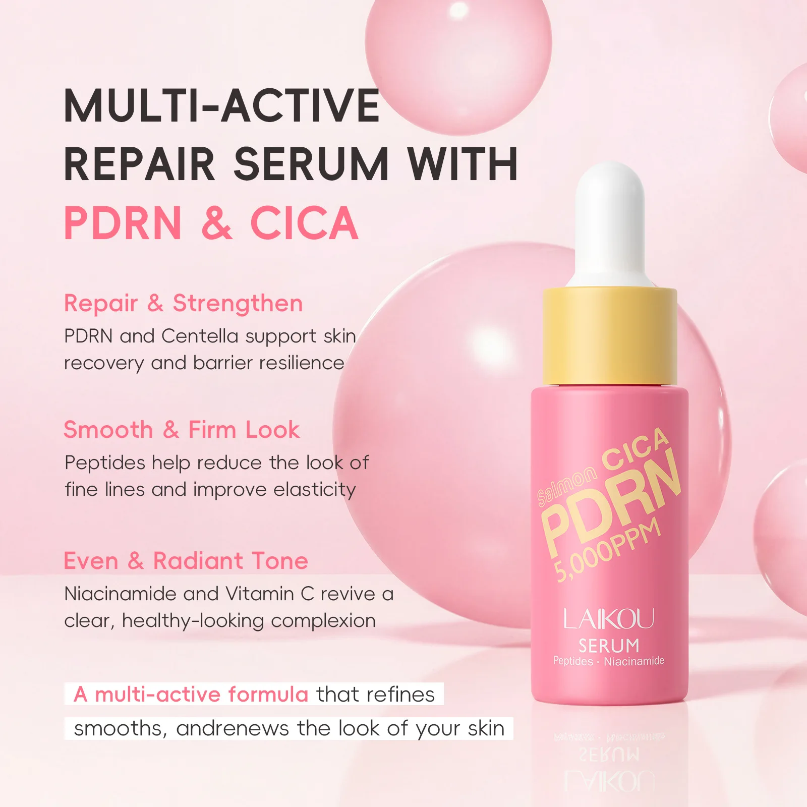 

LAIKOUPDRN Centella Asiatica Serum for Sensitive Skin Moisturizing Repair Essence17ml Hydrating