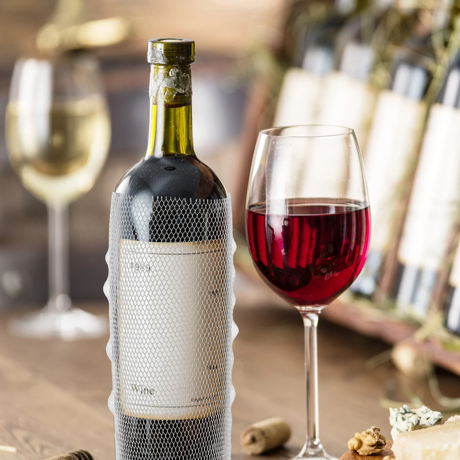 

100pcs Wine Protection Network PE White 18cm Shock Proof Scratch Resistant Glass Bottle Protector Sleeve For Travel Storage
