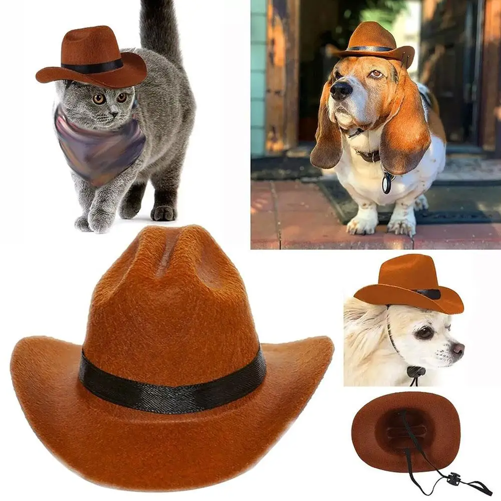 Pet Dog Cowboy Hat Headgear Cat Funny Headwear Outdoor Adjustable Dog Caps Performance Photo Props Cosplay Accessories