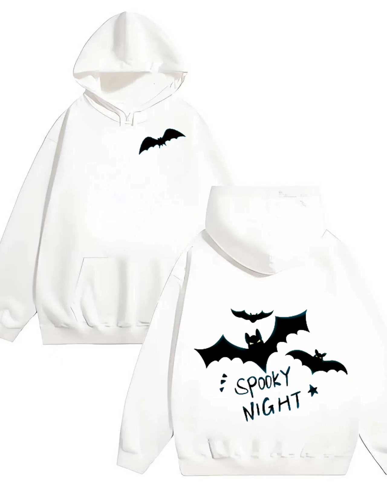 

The 2025 new popular Halloween pumpkin and bat print fashion loose casual 330G heavy duty hooded sweatshirt for men and women