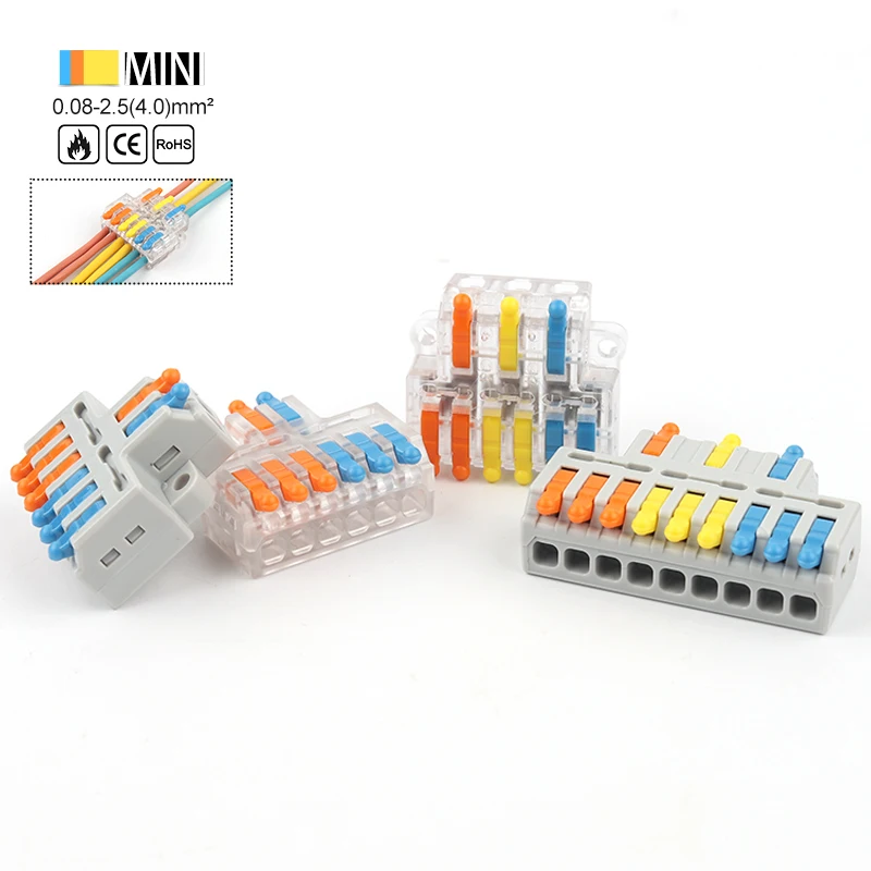 5PCS Fast Universal Wire Connector conductor compact 2 in 4/6 Out 3 in 6/9 out Splitter plug-in Terminal block 0.08-4.0mm2