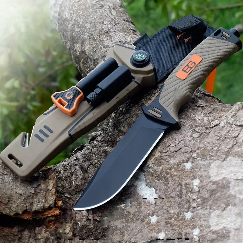 Military Fixed Blade Survival Knife Bear Grylls Ultimate 7Cr13 Blade Rubber Handle Outdoor Hunting Camping Combat Knives