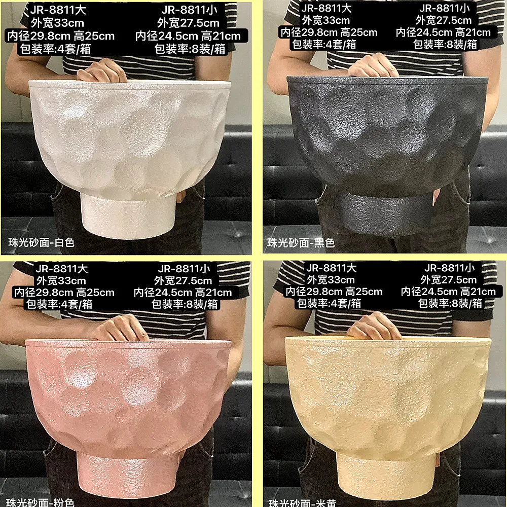 Two-piece set 33CM diameter magnesium mud flower pot vase imitation hand-pulled ceramic jar