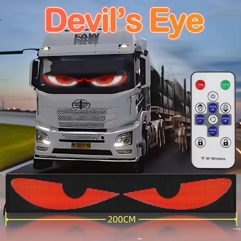 2M Truck Car Devil Eye LED Matrix Pixel Panel Light Remote Control Soft Foldable Lighting Scrolling For Board Windshield 12V 24V