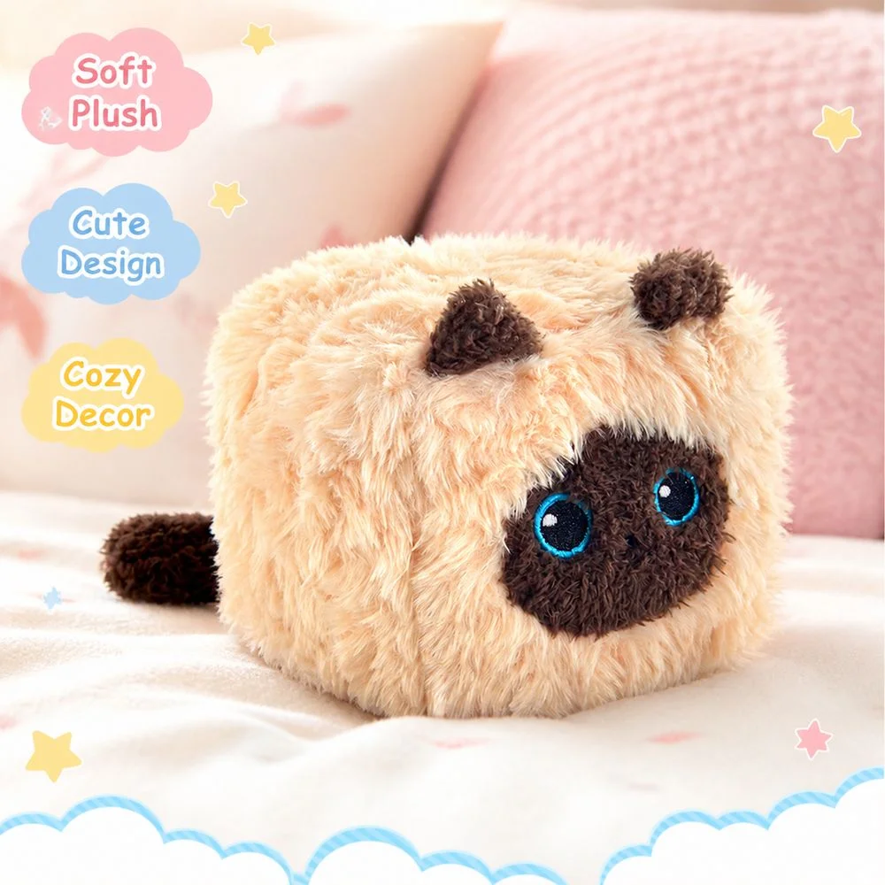 PP Cotton Siamese Plush Doll Square Cat Shape Soft Fluffy Cat Plush Doll Toy Bread Series Cube Cat Plush Pillow Pillow