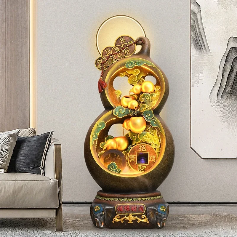New Chinese-style living room gourd flowing water ornament festive decoration housewarming opening gift circulating water landin