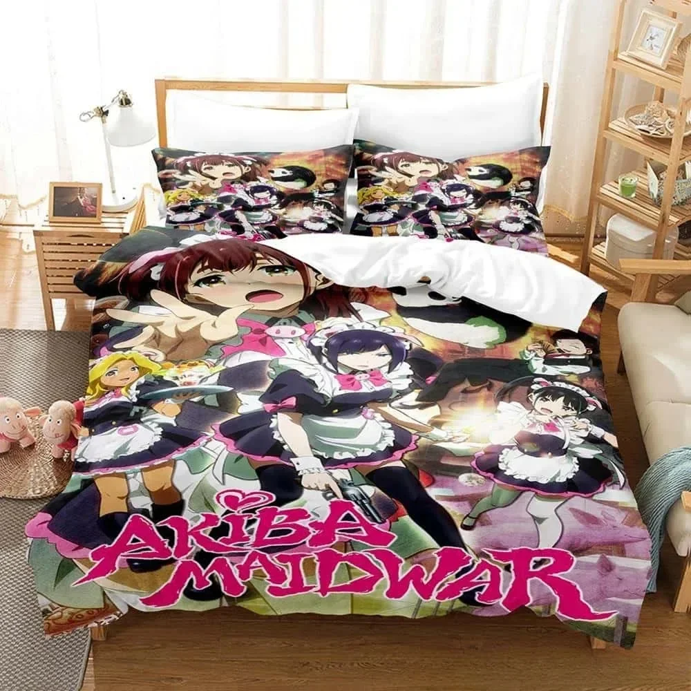 

3D Anime Akiba Maid War Bedding Set Single Twin Full Queen King Size Bed Set Adult Kid Bedroom Duvet cover Sets Home Textiles