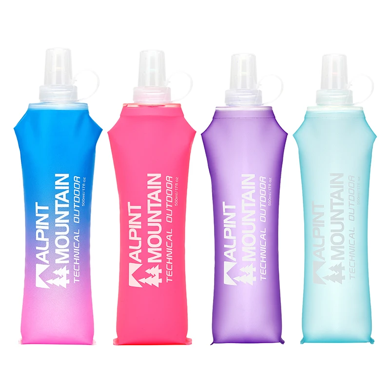 500ml Foldable Leak-Proof Soft Collapsible Water Bottle for Hydration Pack  BPA Free TPU, Lightweight Soft Flask For Running view 4