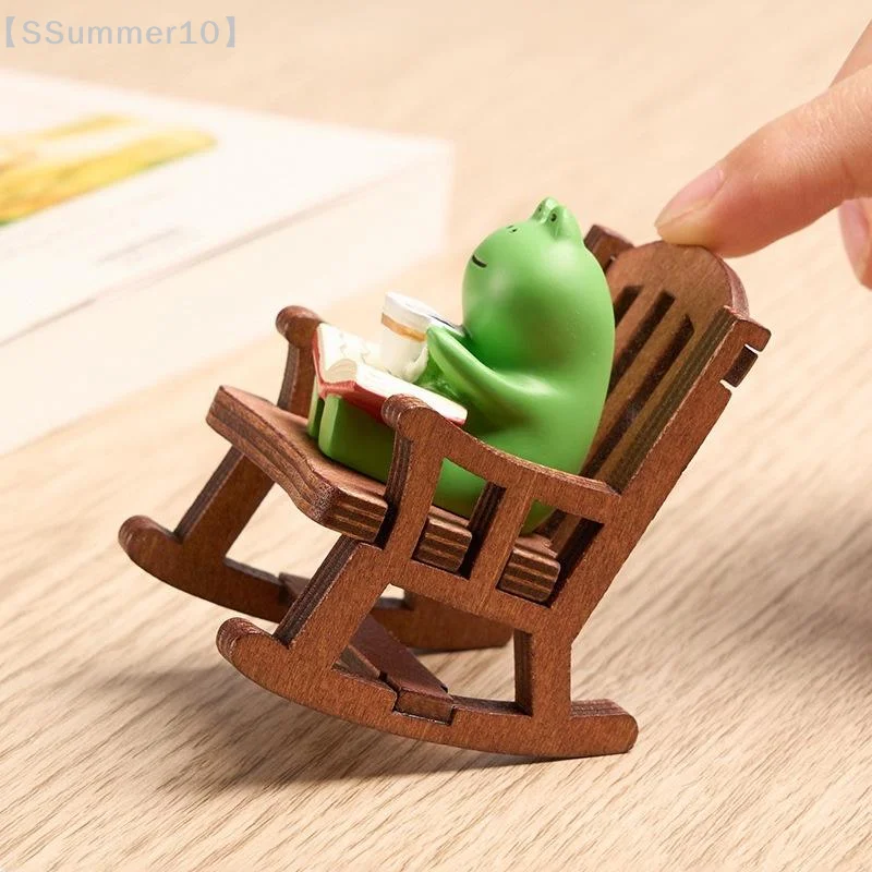 【SSummer10】Japanese Resin Accessories Cute Mini Frog Rocking Chair For Room Office Car And Desktop Decoration【SS】