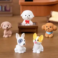Figuritas de perro en miniatura, adornos de Micro paisaje de animales de dibujos animados para la habitación del hogar, Accesorios de escritorio
