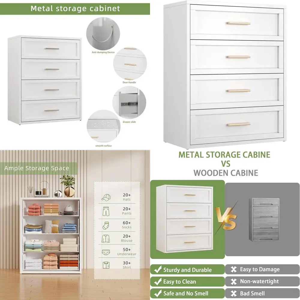 

Стильные металлические белые комоды для спальни, высокие шкафы с вместительным хранением и ручками, металлический органайзер для гардероба или шкафа, I