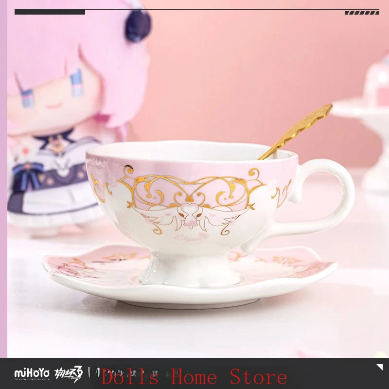 

Игра Elysia Teacup Аниме Honkai Impact 3 Elysia, чашка для послеобеденного чая, набор блюдец, кофейная чашка, реквизит, косплей, рождественские подарки MiHoYo
