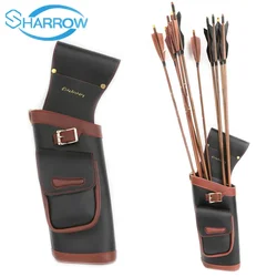 Bolsa de flechas para arco en cuero bovino, arquero diestro y portátil
