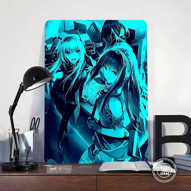 الفتيات فرونت لاين المعادن المشارك تين علامات جدار الفن الملصقات على الجدار عناصر الديكور علامة معدنية مخصصة للديكور المنزل الرجعية #2