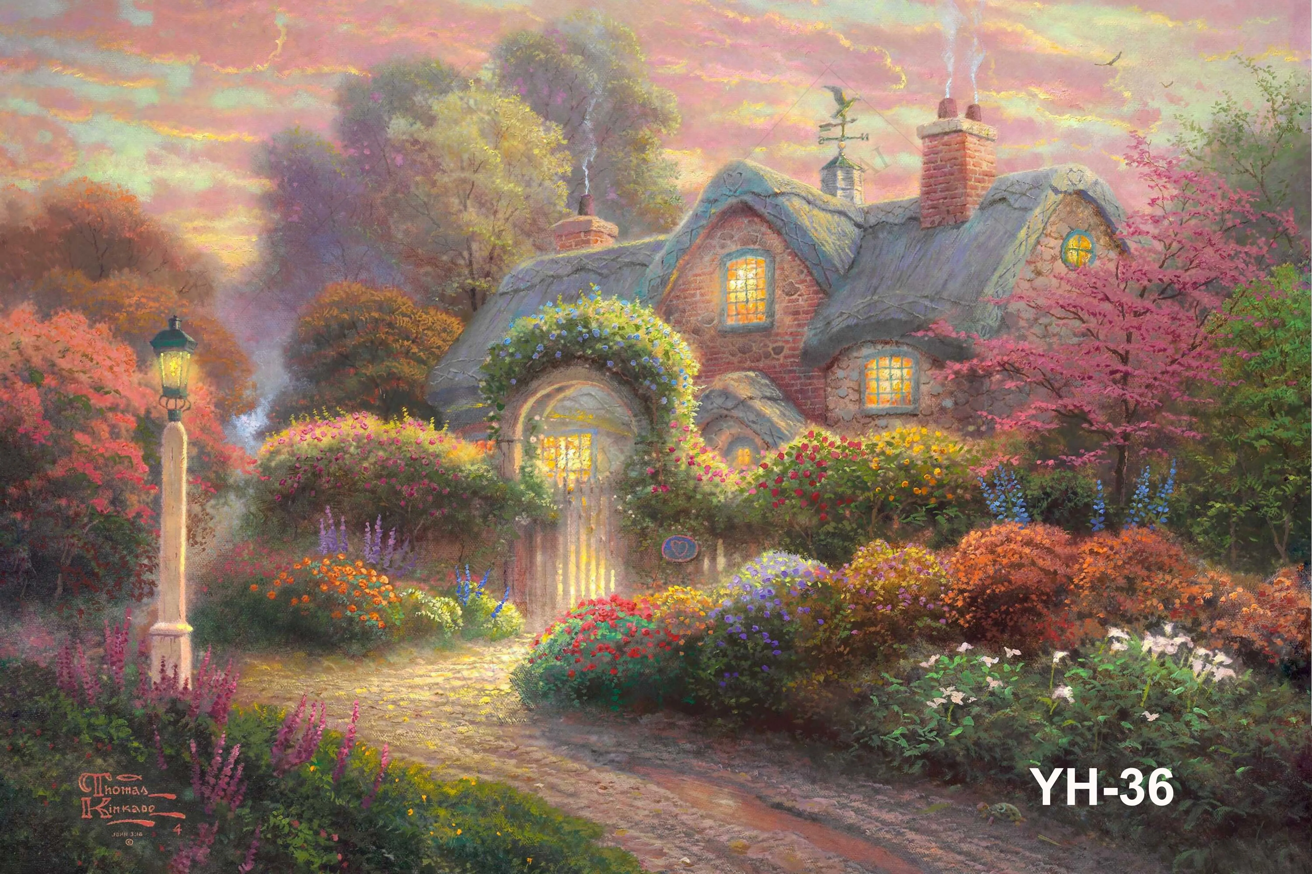 Pintura por Artes casa maestra paisaje óleo imagen telón de fondo de fotografía pintada a mano tema moderno decoración del hogar Banner Prop