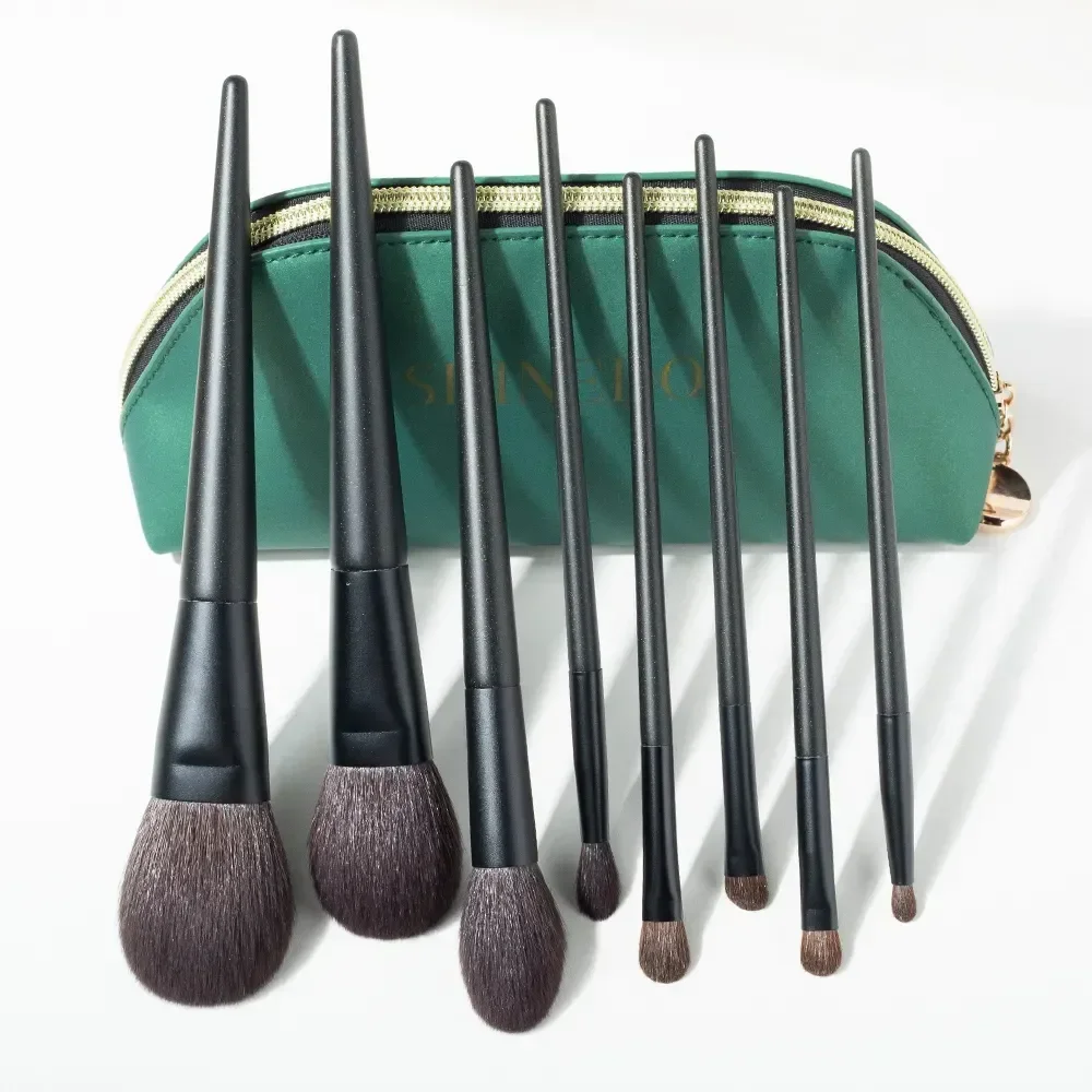 

ONE ORCHID 8 Pcs Matte Black Handle Goat Hair Makeup Brushes Set Eyeshadow Powder Blush Crease Blending Pincel Maquiagem