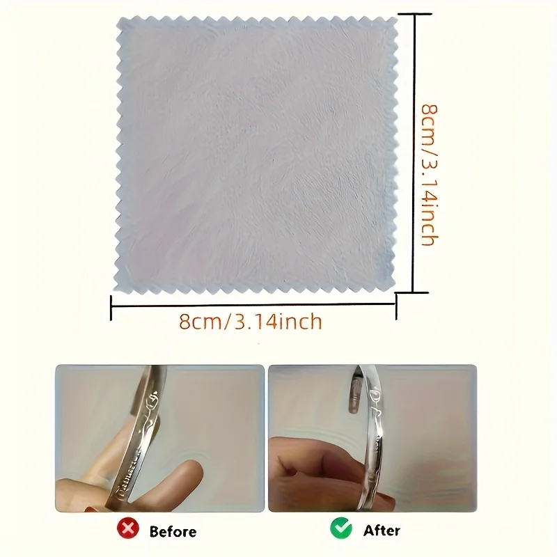 10pcs yellow - Double Sided Jewelry Care Silvery Polishing Cloth, Jewelry Cleaning Cloth, Anti-oxidation Polishing Cloth - Jewelry Cleaning Care - Party Jewelry Gift Packaging Accessories, Party Small Gifts -Accessory Storage, Jewelry Hanging Bag - Detail 1