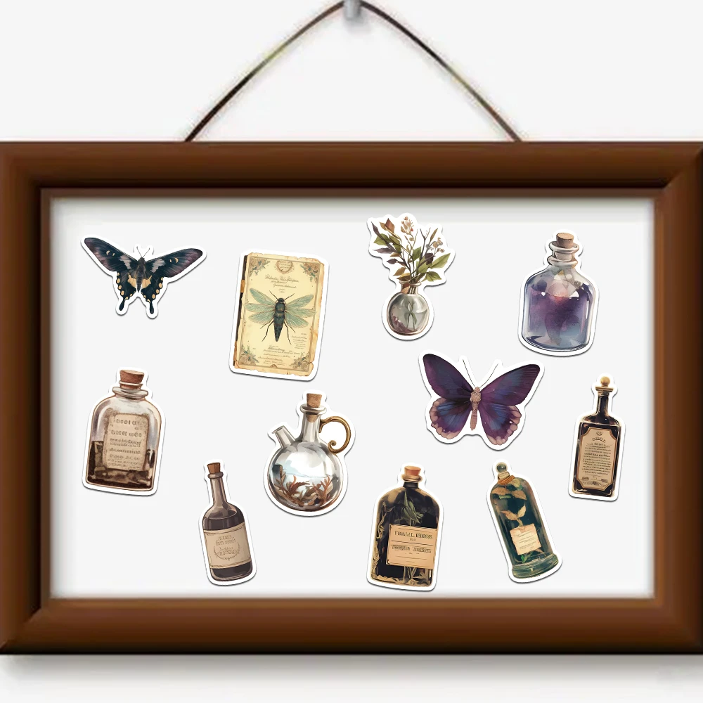 50개 다크 아카데미아 스티커, 미적 다크 아트 물병 비닐 방수 데칼 (불렛 저널, 노트북, 스케이트보드, 기타용)