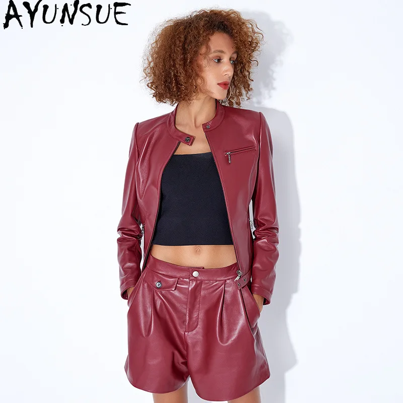 AYUNSUE Genuine Leather Jacket for Woman 2025 Real Sheepskin Womens Motocycle Jackets Spring Autumn Clothes Косуха Женская