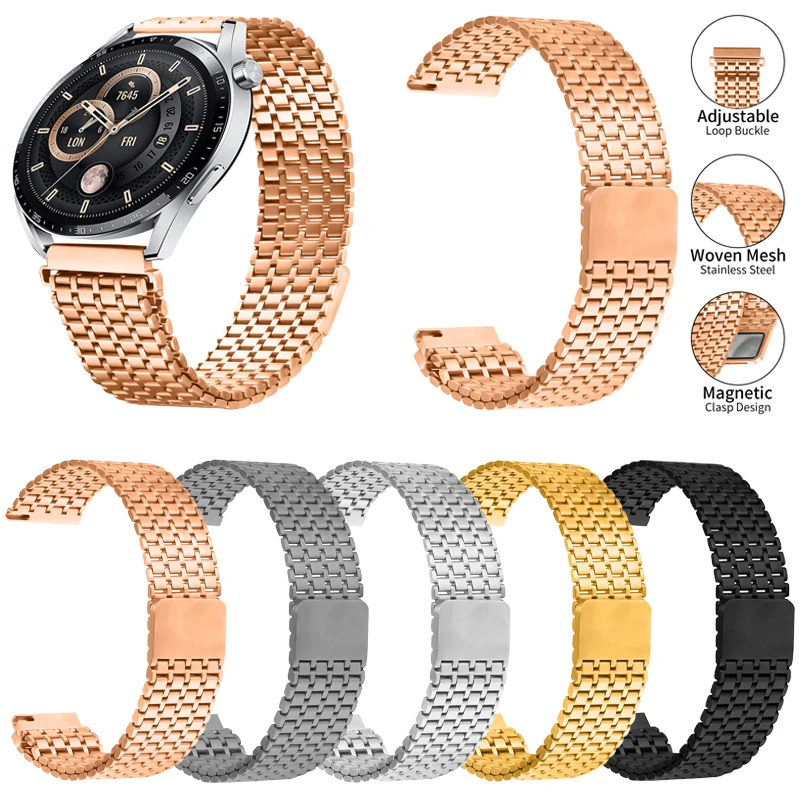 Correa de Metal magnética Universal de 22MM para Huawei watch GT3, repuesto de correa de acero inoxidable de 46MM para pulsera Huawei watch 3 pro
