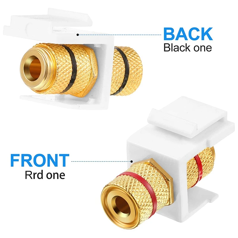 Good 12 Pieces Banana Jack Binding Post Keystone Jack Insert, Black and Red Rings Audio Speaker Keystone Connector Screw Type