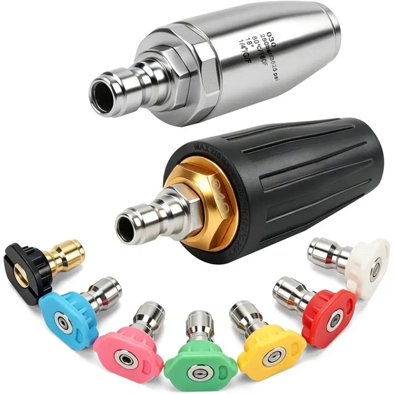 A98M Pressure Washer Nozzles,4000 PSI 360° Rotating Pressure Washer Tips Turbo Nozzle With 1/4