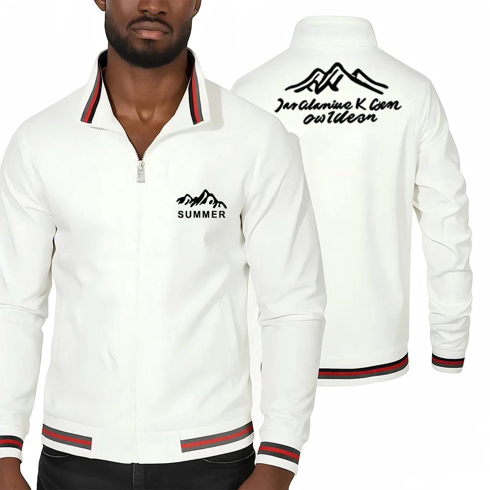 2026 New Fashionable Men's Spring and Autumn Season Headless Solid Color Zipper Jacket